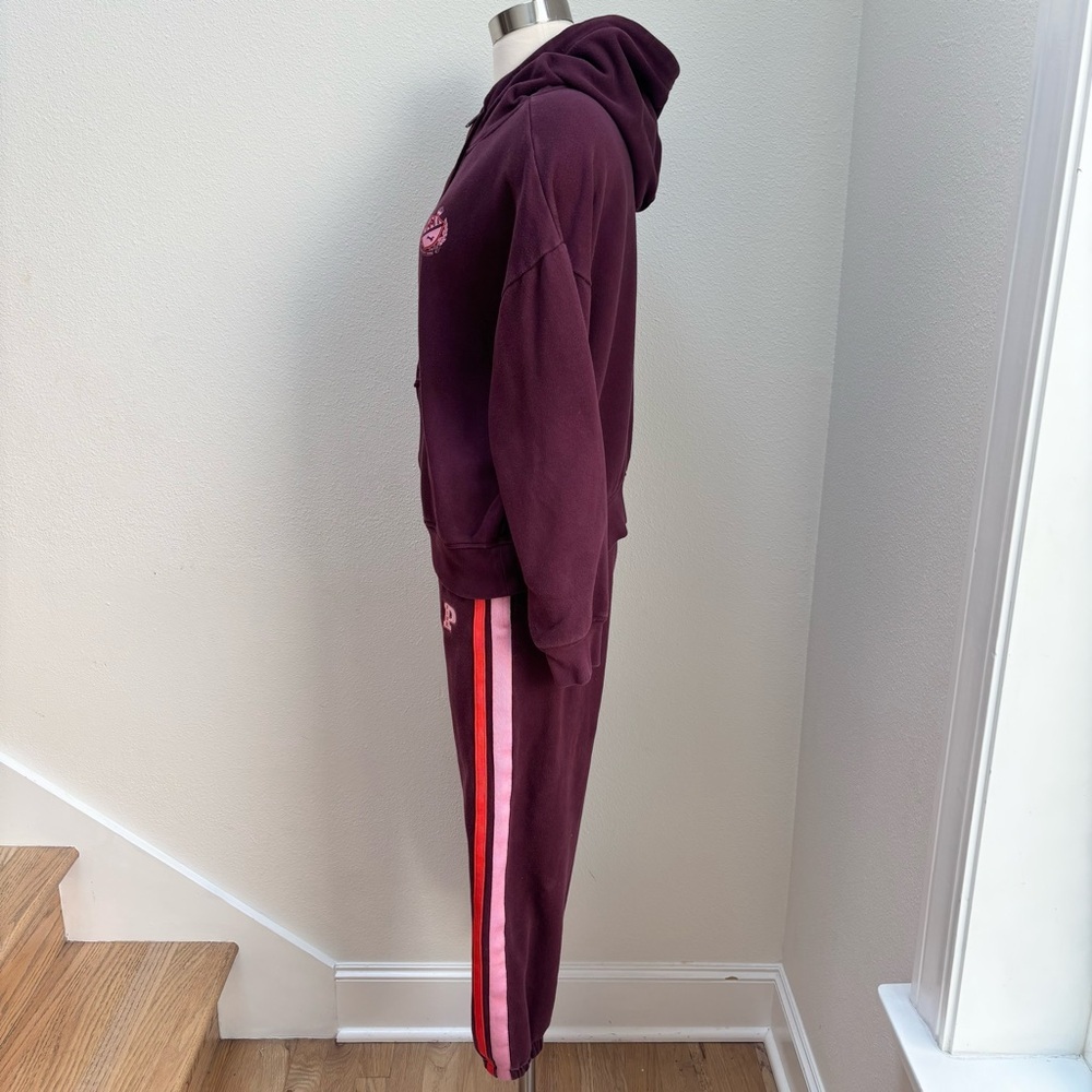 Victorias Secret Hoodie Sweatpants Sweatsuit Set Fleece Jogger Pink Red Size Xs - Picture 6 of 16